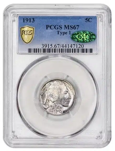 1913 Buffalo Nickel graded PCGS MS67 CAC. Image: Legend Rare Coin Auctions.