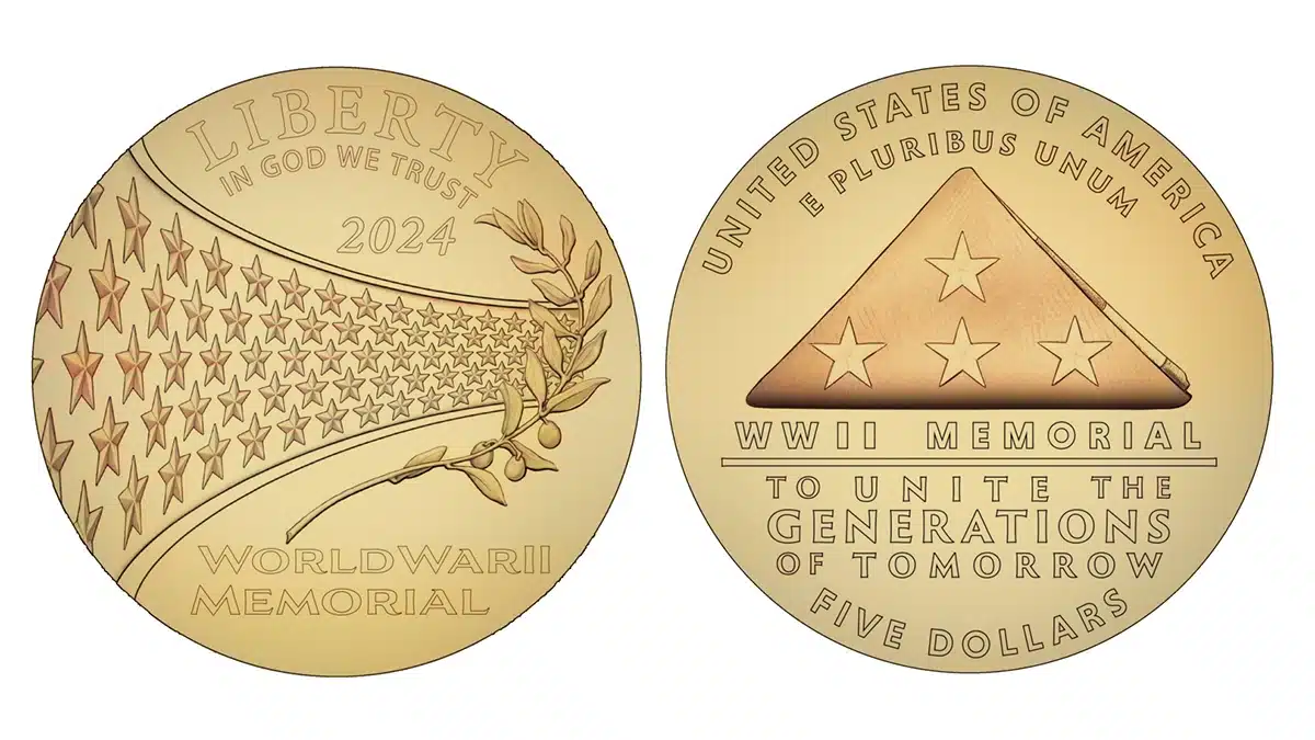 2024 Greatest Generation Commemoration Gold Coin Design. Image: U.S. Mint / CoinWeek.