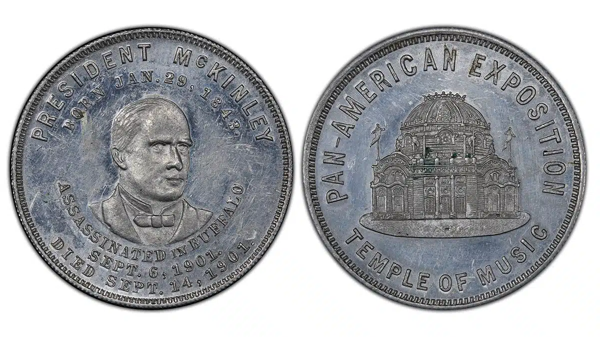 McKinley Assassination Dollar in aluminum. Courtesy of PCGS TrueView.
