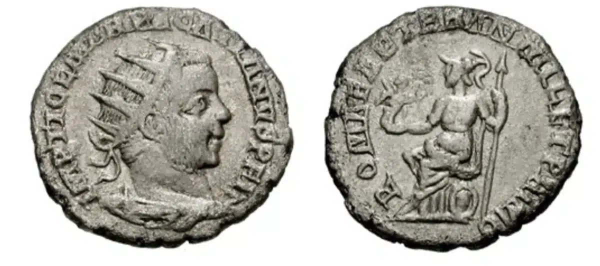 Pacatian. 248-249 AD. Silver Antoninianus 4.38 gm. Viminacium mint. Dated 248 CE. RSC 7. Classical Numismatic Group. Triton VII. 12 January 2004. Lot: 1018. Realized: $13,000.