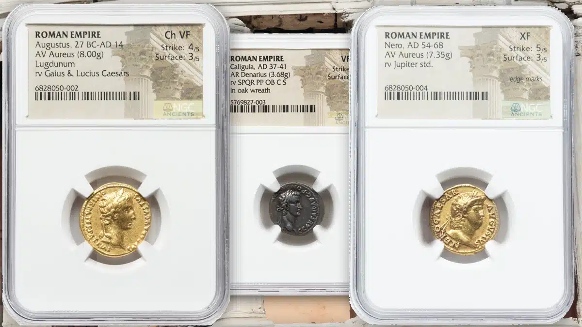 Roman coins of the twelve Caesars to be offered by Heritage Auctions at their December 11, 2023 sale.
