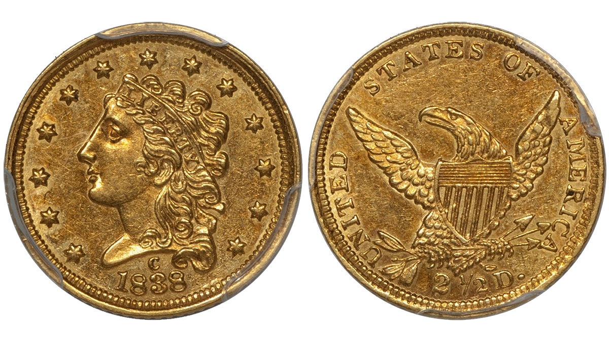 1838-C $2.50 PCGS AU58 CAC