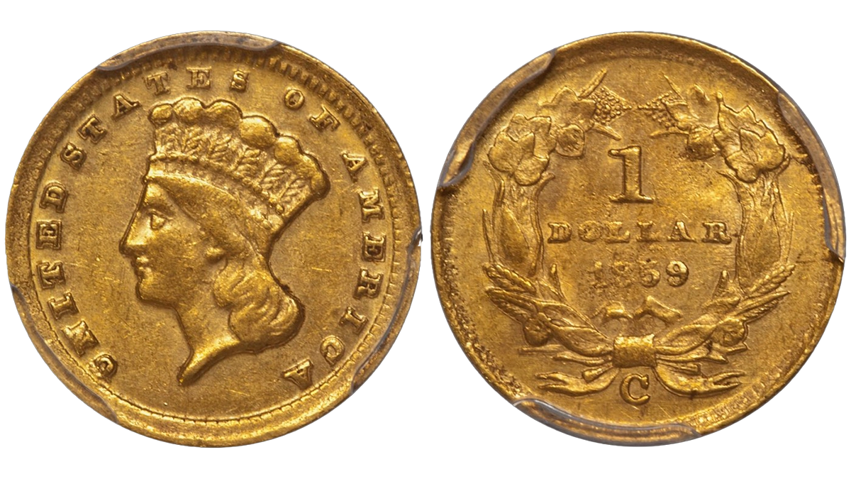 1859-C $1.00 PCGS AU55 CAC