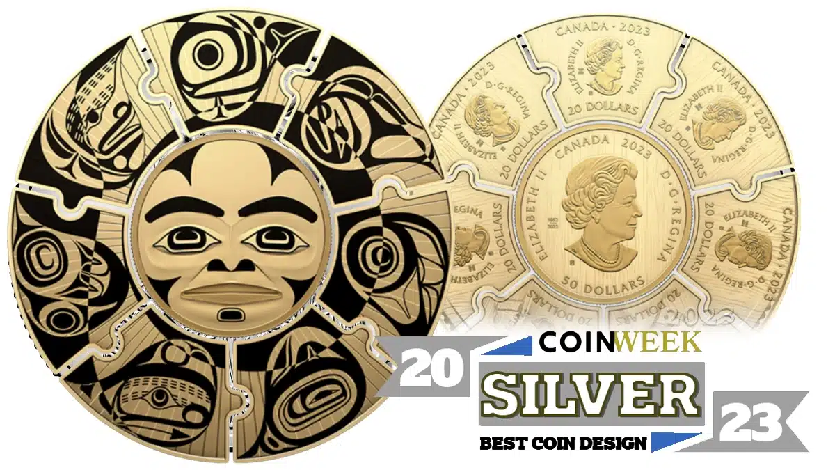 The Royal Mint's 2023 Puzzle Coin - Celestrial Circle is recognized by CoinWeek as its silver medal coin design winner for 2023.
