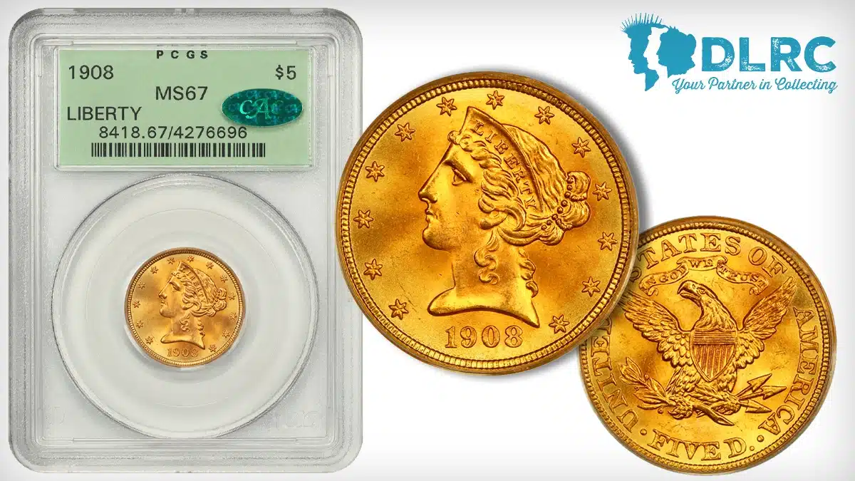 David Lawrence Rare Coins offers this condition census 1908 Liberty Head Half Eagle in an online auction closing January 14, 2024.