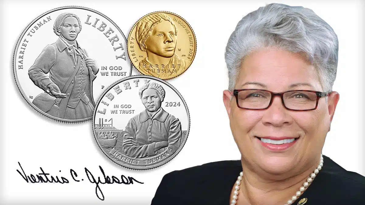 Mint Director Ventris C. Gibson will hand sign 250 Harriet Tubman 3-Coin Proof Set Certificates of Authenticity (COA).