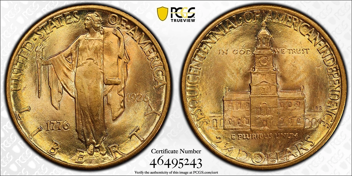 The 1926 Sesquicentennial Gold Coin. Courtesy of PCGS TrueView.