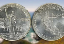 Padre Junipero Serra 250th Anniversary Medal in Silver. Image: CoinWeek.