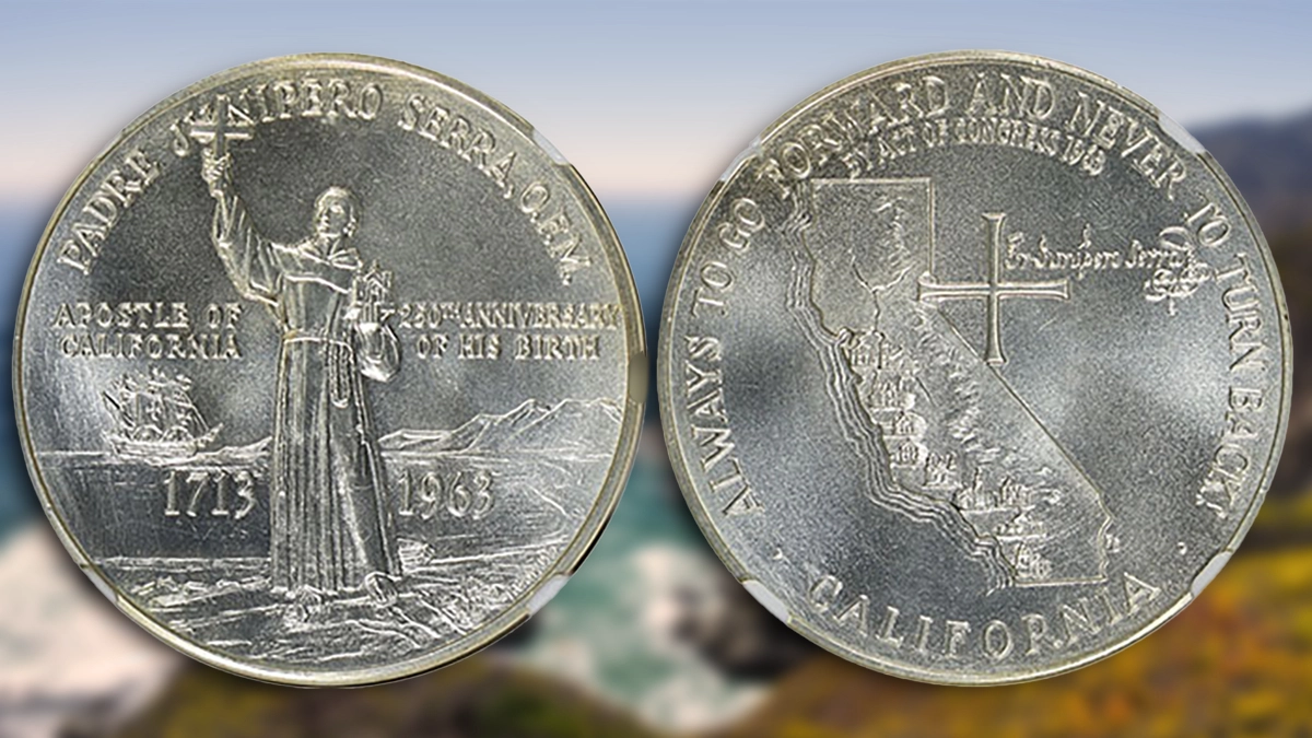 Padre Junipero Serra 250th Anniversary Medal in Silver. Image: CoinWeek.