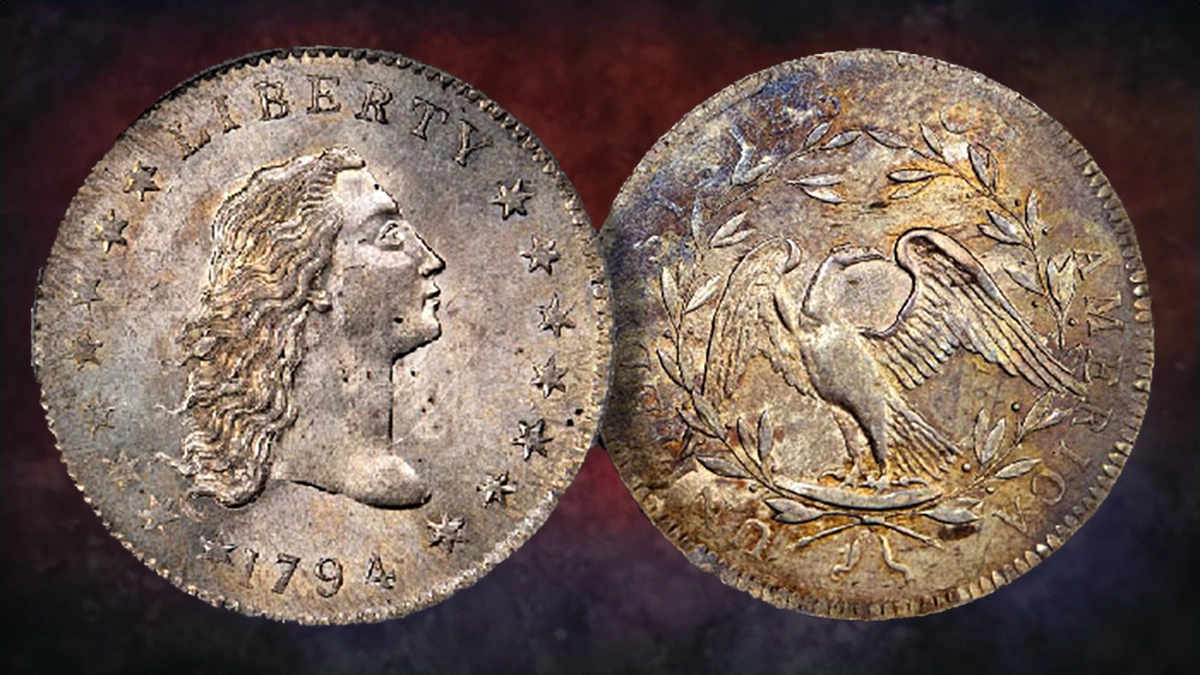 Left: The Famous Lord St. Oswald-Norweb 1794 Flowing Hair Silver Dollar. Right: The Taffs-Miles-Blue Moon 1794 Dollar Reverse. Both Images Courtesy: Stack's Bowers.