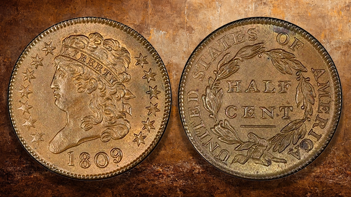 1809 Classic Head Half Cent, Cohen-6. Image: Stack's Bowers.