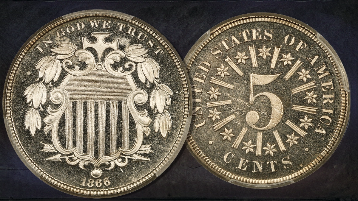 1866 Proof Shield Nickel (with Rays). Image: David Lawrence Rare Coins / CoinWeek.