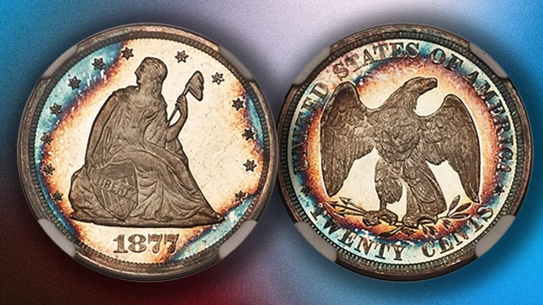 1877 Twenty Cent Piece graded NGC PF65UCAM. Image: Heritage Auctions (visit www.ha.com).