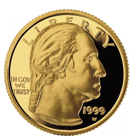 1999 Washington Commemorative Five Dollar Gold Coin design. Image: U.S. Mint.