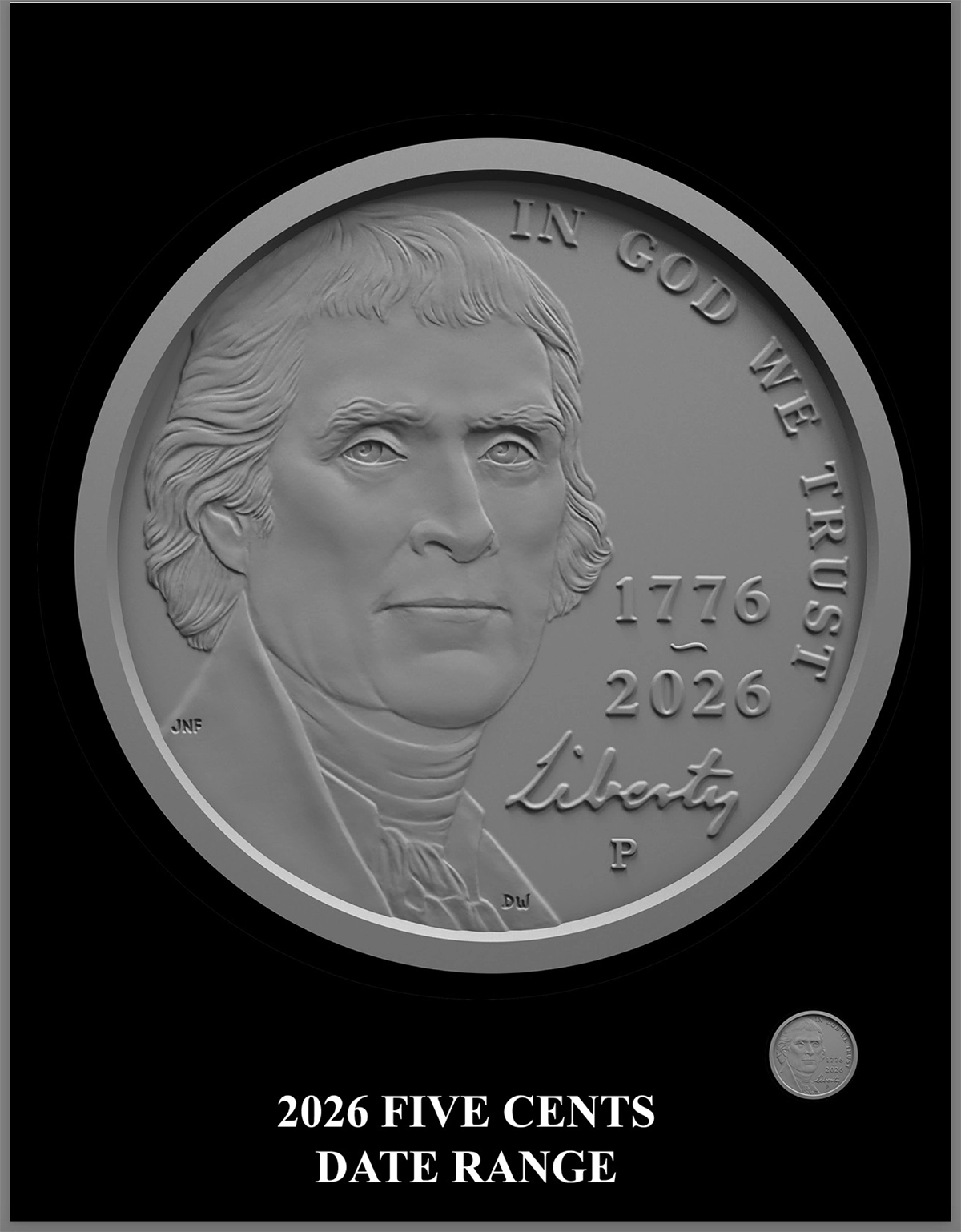 The CFA chose this design for the 2026 Jefferson nickel.