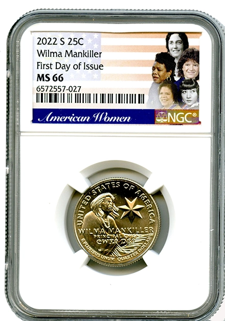 2022-S Wilma Mankiller Quarter graded MS-66 by NGC. Image: eBay seller E COINS Store.