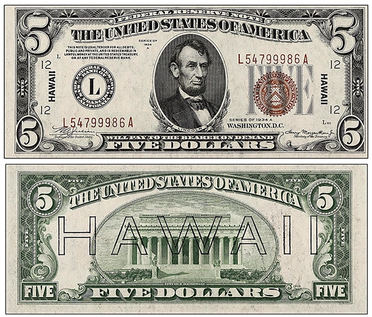 Series 1935A, Hawaii Issue, $5 Federal Reserve Note. Image: Stack's Bowers.