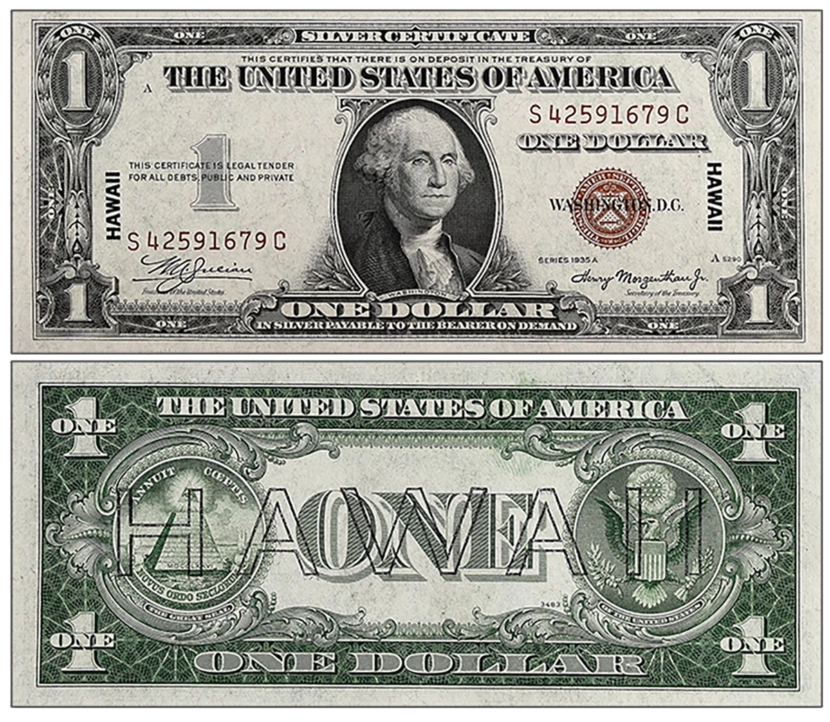 Series 1935A, Hawaii Issue, $1 Silver Certificate. Image: Stack's Bowers.