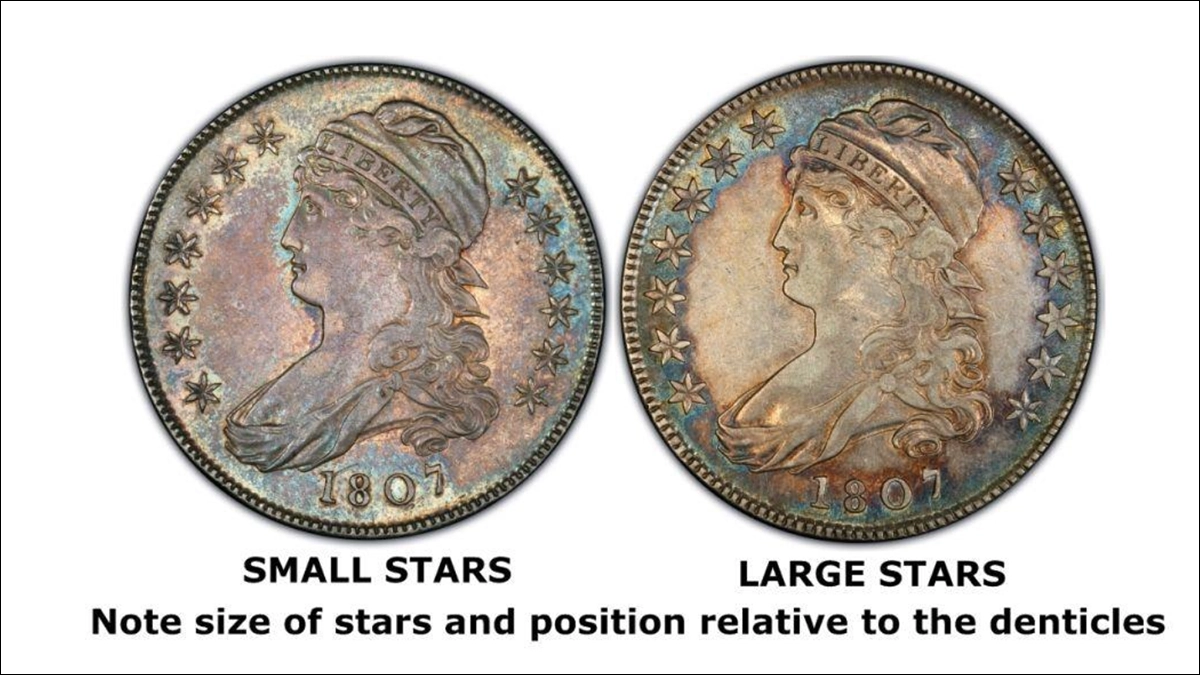 Star Sizes of the 1807 Half Dollar. Image: PCGS CoinFacts.