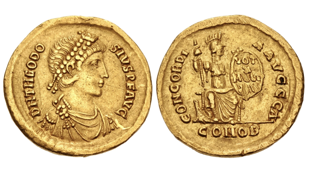 Theodosius I. 379-395 CE. AV Solidus.