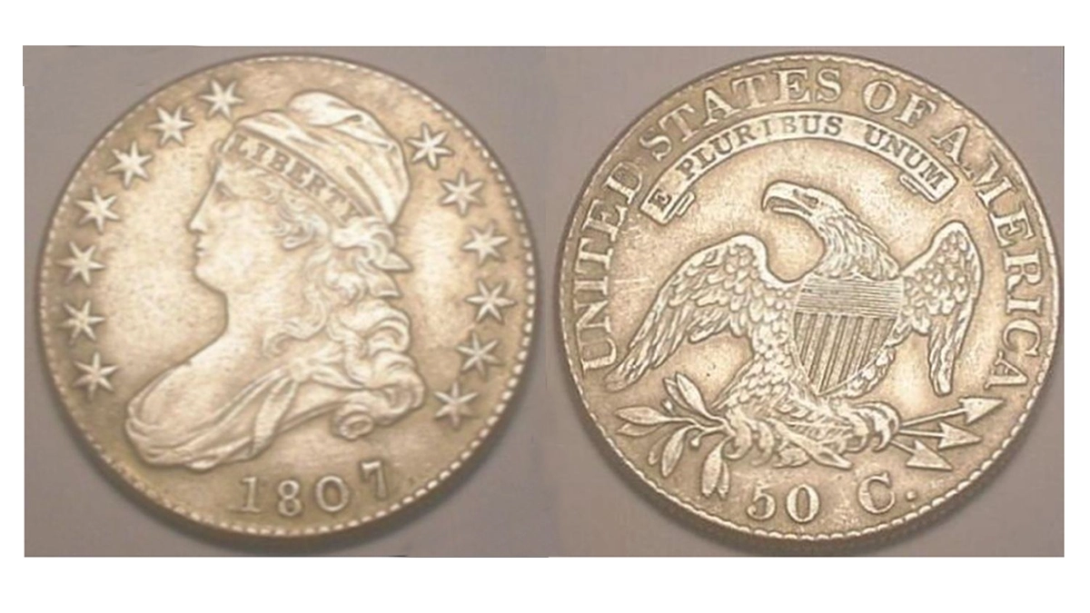 eBay listing of a counterfeit 1807 Capped Bust Half Dollar.