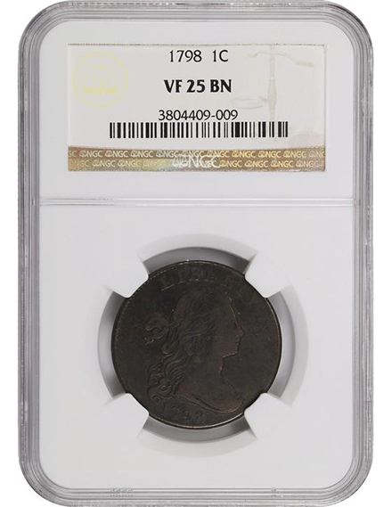NGC-graded 1798 Draped Bust cent. Image: Stack's Bowers.