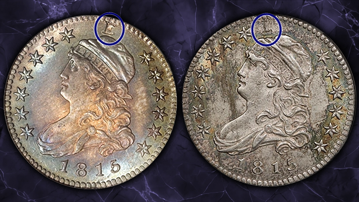 1815 Capped Bust Quarter Dollar, B-1, with E and L Counterstamps. Image: Heritage Auctions / Stack's Bowers / CoinWeek.