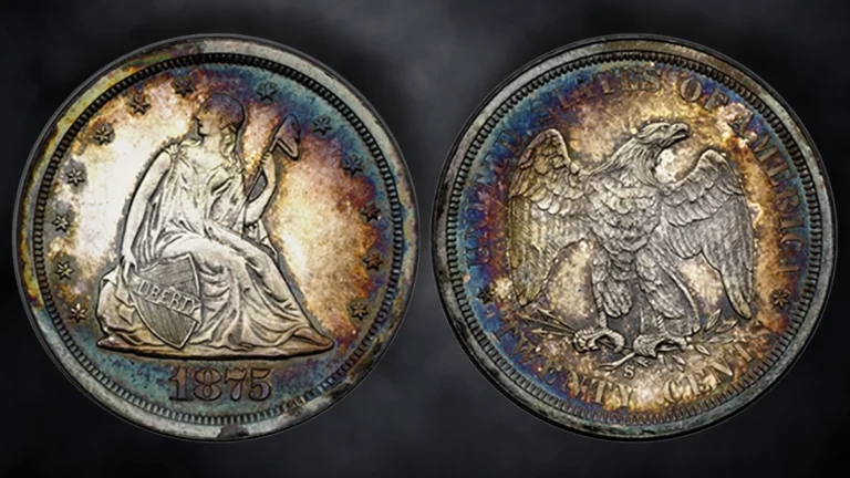 1875-S Proof Twenty-Cent Piece. Image: Goldberg Auctioneers.