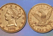 1876 Liberty Head Eagle. Image: Stack's Bowers / CoinWeek.
