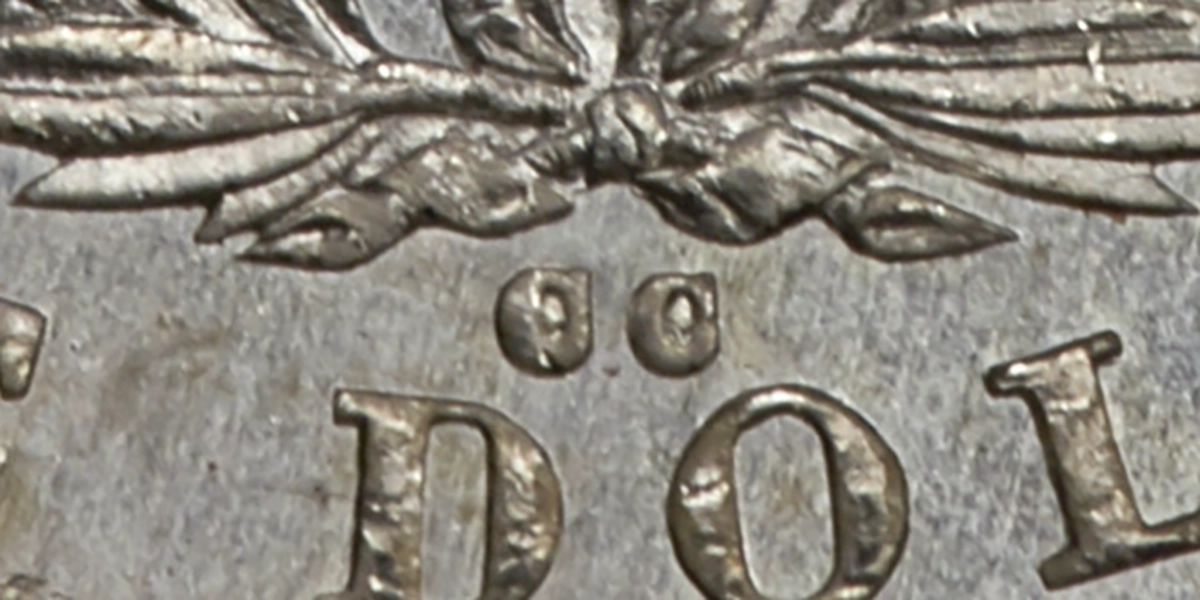 1878-CC VAM-22. Die Chips inside of the CC mint mark. Image: Heritage Auctions (visit www.ha.com).