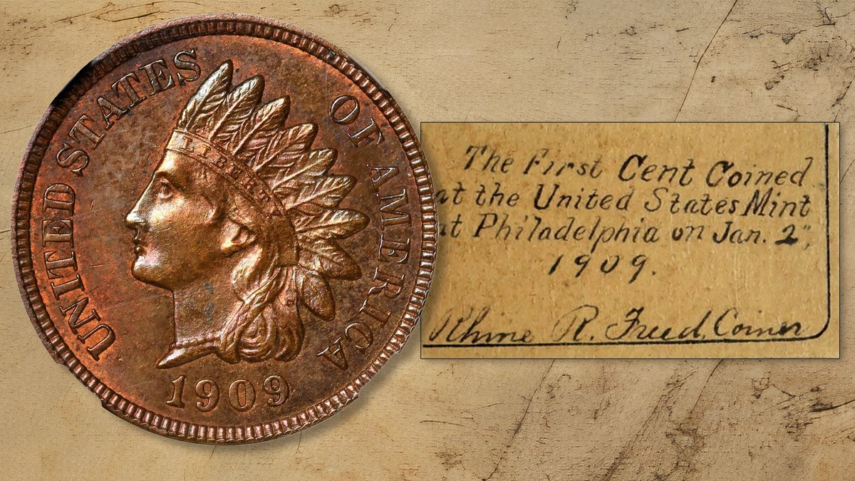 1909 Indian Head Cent, reportedly the first one struck that year. Image: Stack's Bowers.