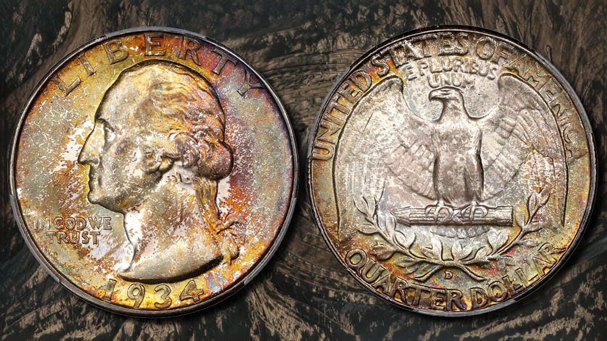 1934-D Washington Quarter, Heavy Motto. Image: Stack's Bowers / CoinWeek.