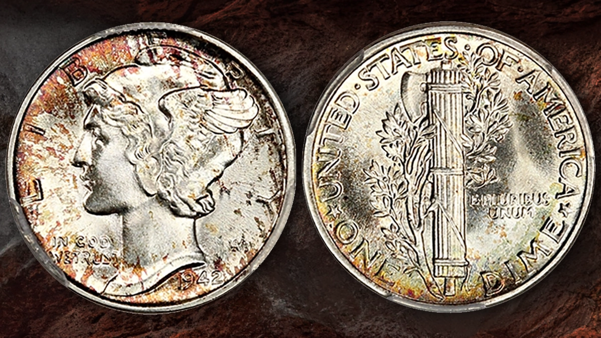 1942 Mercury dime graded PCGS MS68FB. Image: David Lawrence Rare Coins.