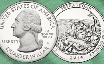 2014-S Shenandoah Quarter. Image: United States Mint.