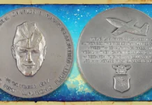 Chuck Yeager Congressional Silver Medal. Image: Smithsonian Institution / CoinWeek.