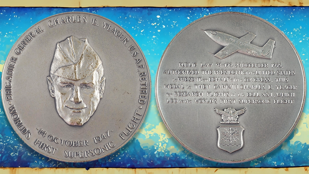 Chuck Yeager Congressional Silver Medal. Image: Smithsonian Institution / CoinWeek.