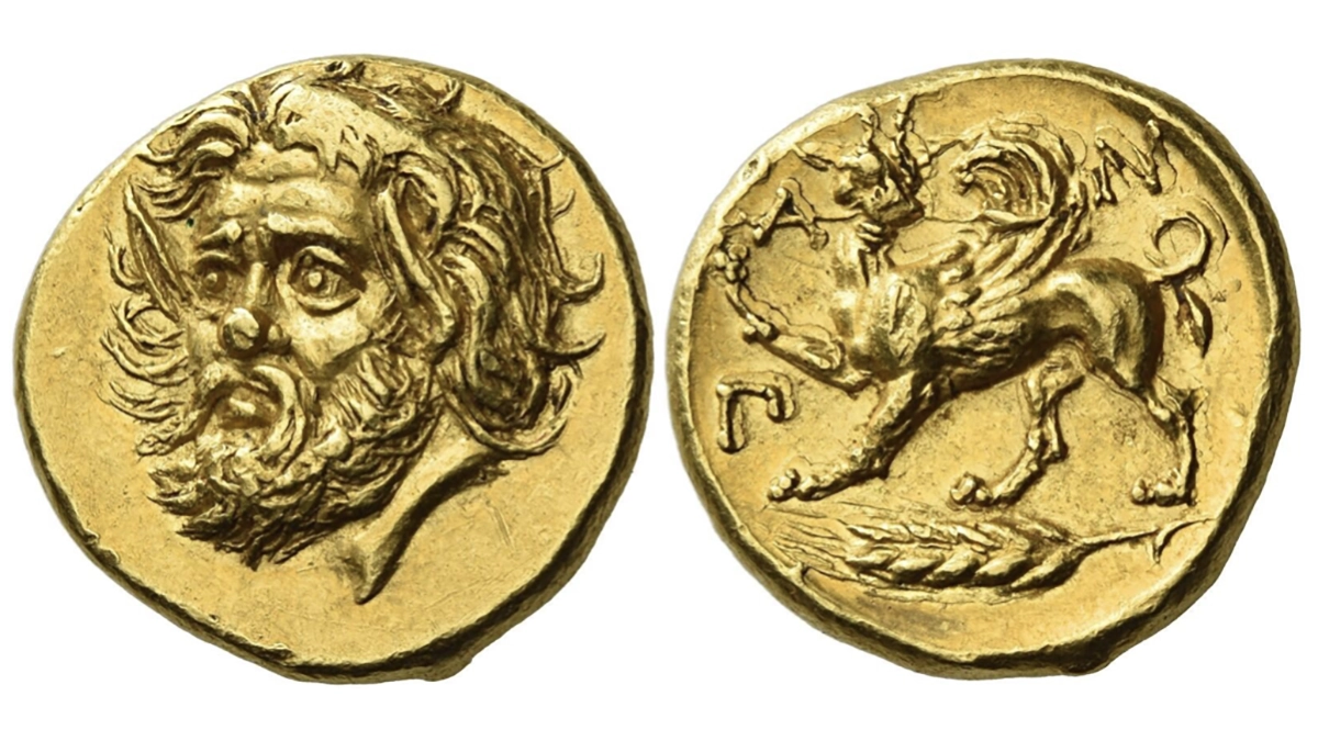 Panticapaeum. Gold Stater circa 350-300 BCE. Image: Numismatica Ars Classica.
