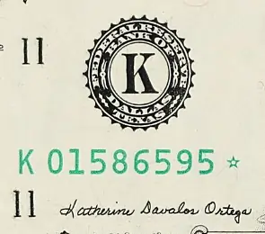 Federal Reserve District Seal - Example K & 11 - Dallas Texas