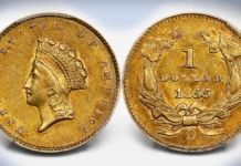 1855-O Gold Dollar. Image: Stack's Bowers.
