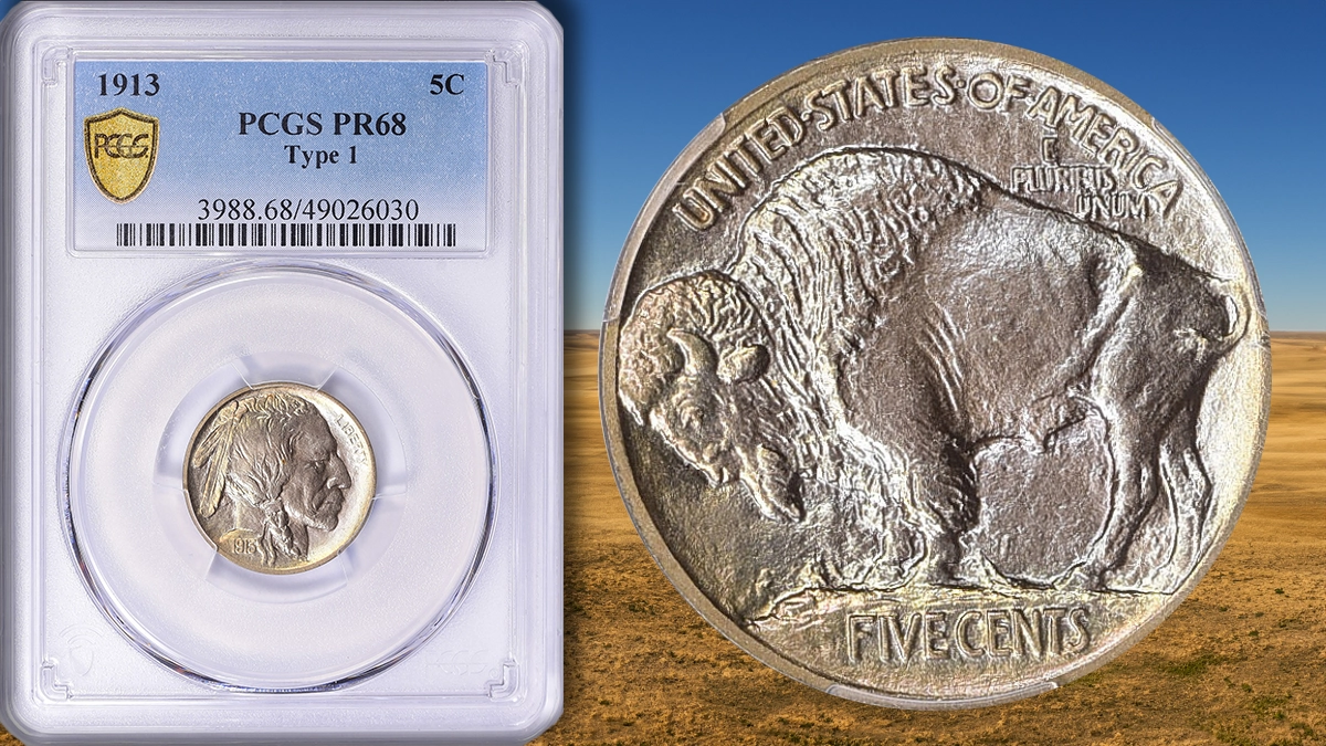 1913 Buffalo Nickel, Type 1 Proof. Image: GreatCollections / CoinWeek.