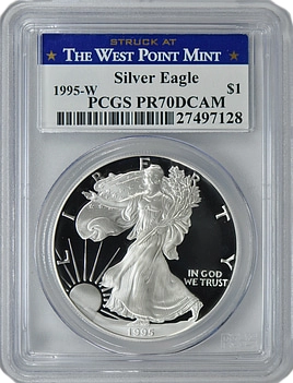 The record breaking 1995-W American Silver Eagle. Image: GreatCollections.
