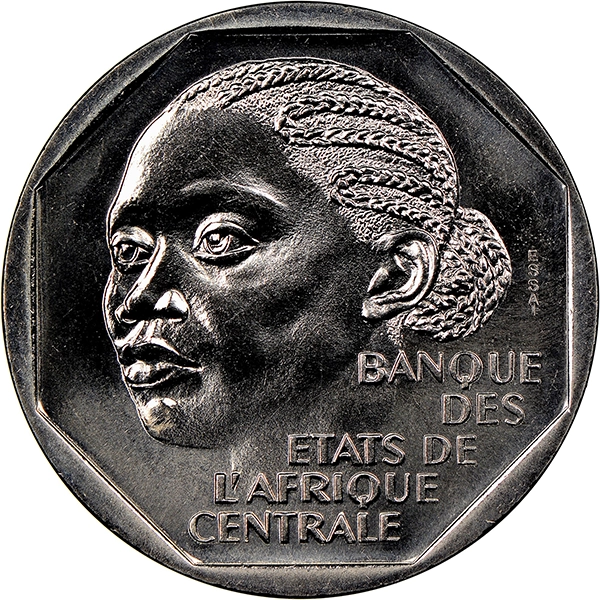 1985 Cameroon 500 Francs Essai. Image: NGC.