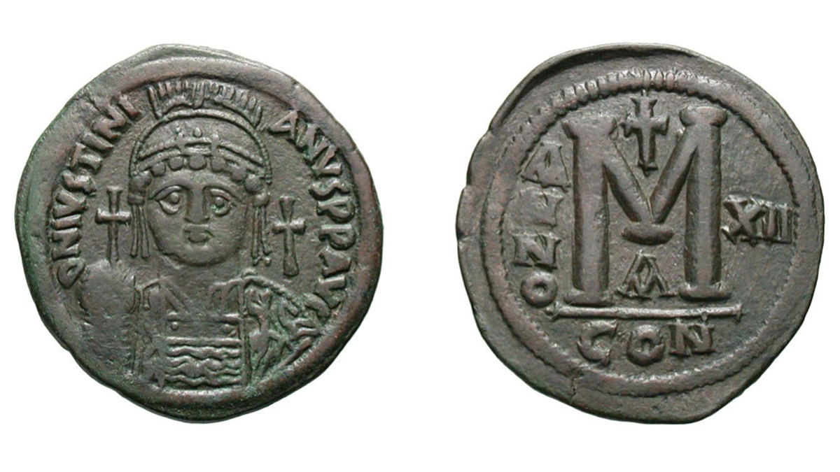 Justinian I; 527-565 AD, Follis, Constantinople, Year 12=538/9 AD, 23.68g. DO-37a. Image: Harlan J. Berk, Ltd.