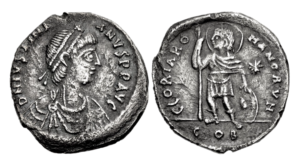 Justinian I. 527-565. Silver Heavy Miliarense Constantinople. Struck 527-538. 22mm, 4.92 g. SB 149. Image: CNG.