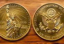 National Bicentennial Medal, 76.2mm gold version. Image: Stack's Bowers.