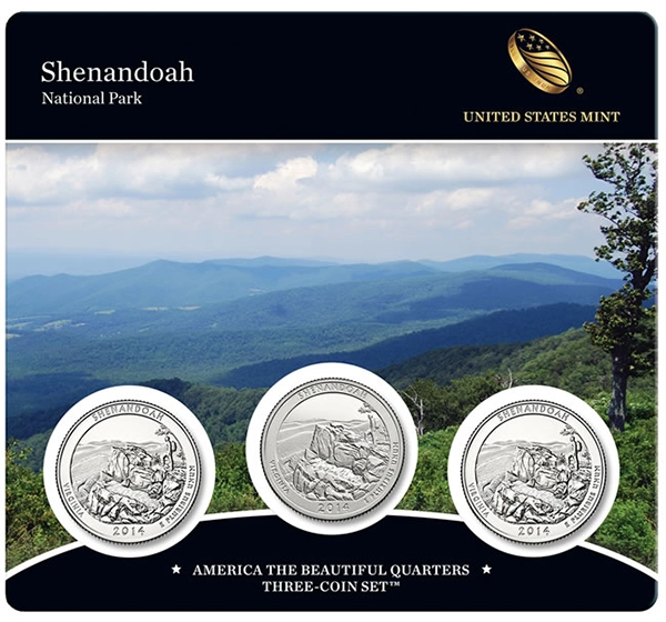 Shenandoah National Park Quarter 3-Coin Set. Image: United States Mint.