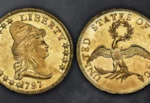 1797 Capped Bust Eagle, BD-1. Image: Heritage Auctions / CoinWeek.