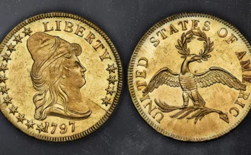 1797 Capped Bust Eagle, BD-1. Image: Heritage Auctions / CoinWeek.