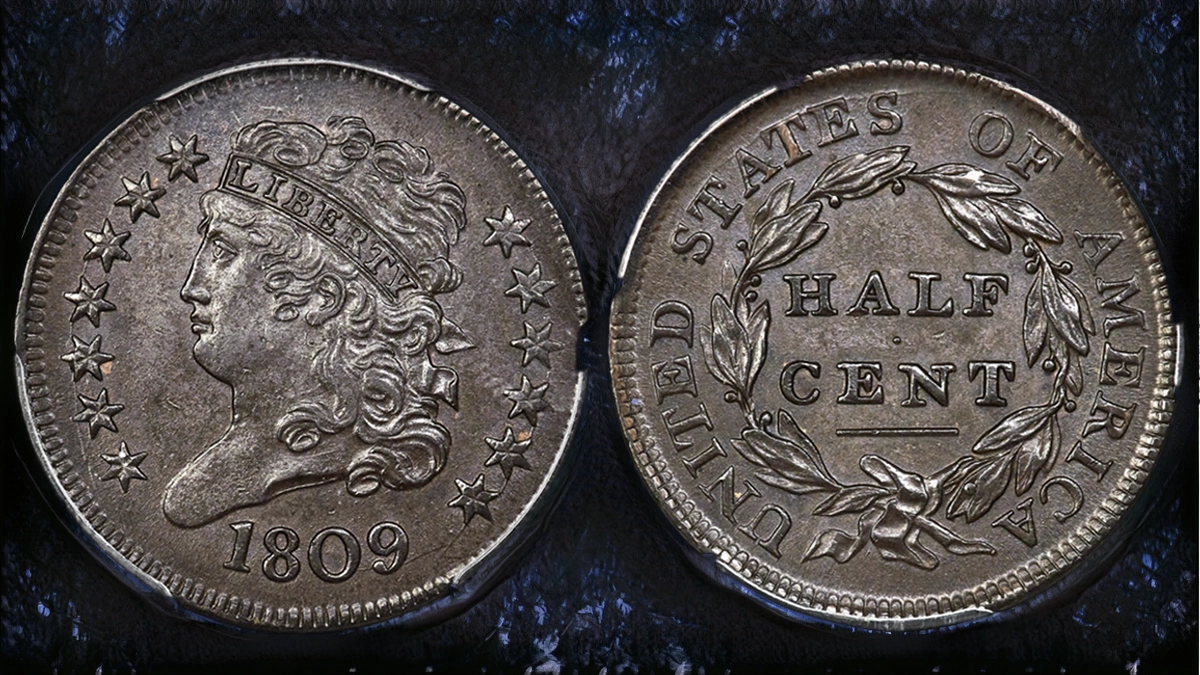 1809 Classic Head Half Cent, C-2. Image: Heritage Auctions / CoinWeek.