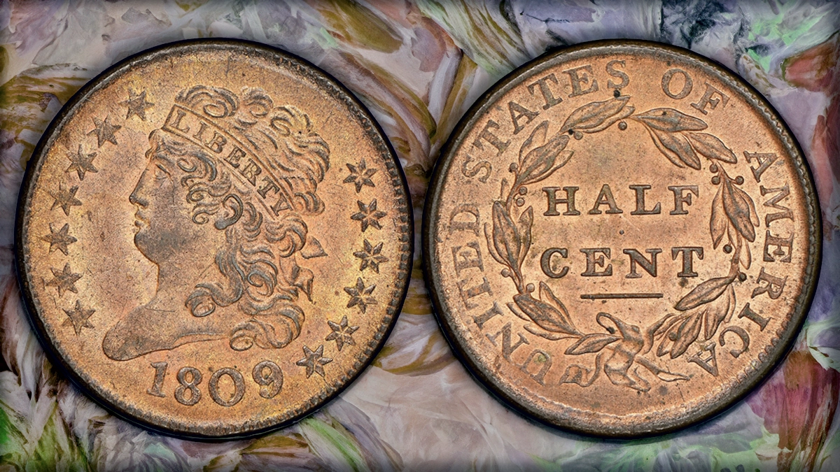 1809 Classic Head Half Cent, C-5, graded NGC MS63RB. Image: NGC / CoinWeek.